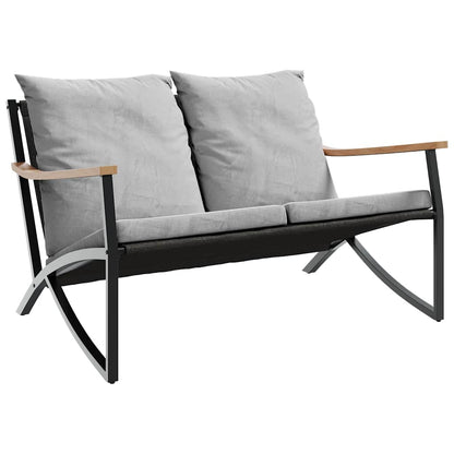 Panchina da Giardino con Cuscini 120 cm Nera in Acciaio