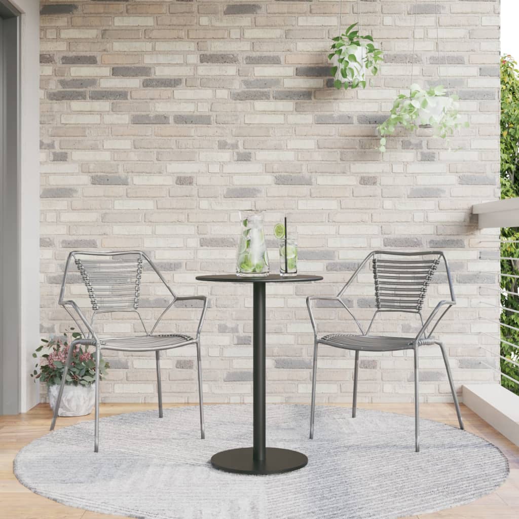 Tavolo da Giardino Rotondo Nero Ã˜50x72 cm in Acciaio