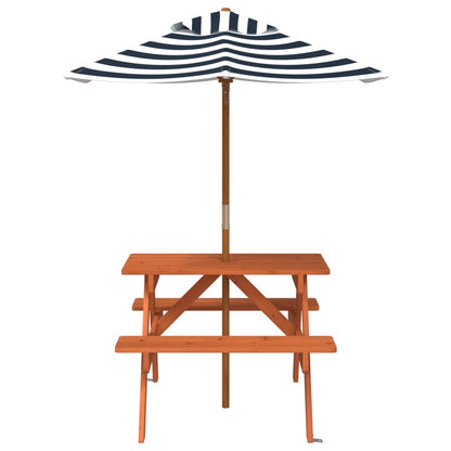 Tavolo da Picnic per 4 Bambini con Ombrellone Legno di Abete
