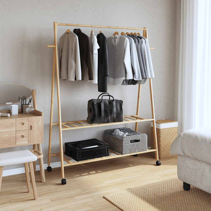 Appendiabiti con Ripiani e Ruote 132x45,5x155,5 cm in BambÃ¹