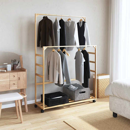 Appendiabiti con Ripiani e Ruote 90x35x155 cm in BambÃ¹