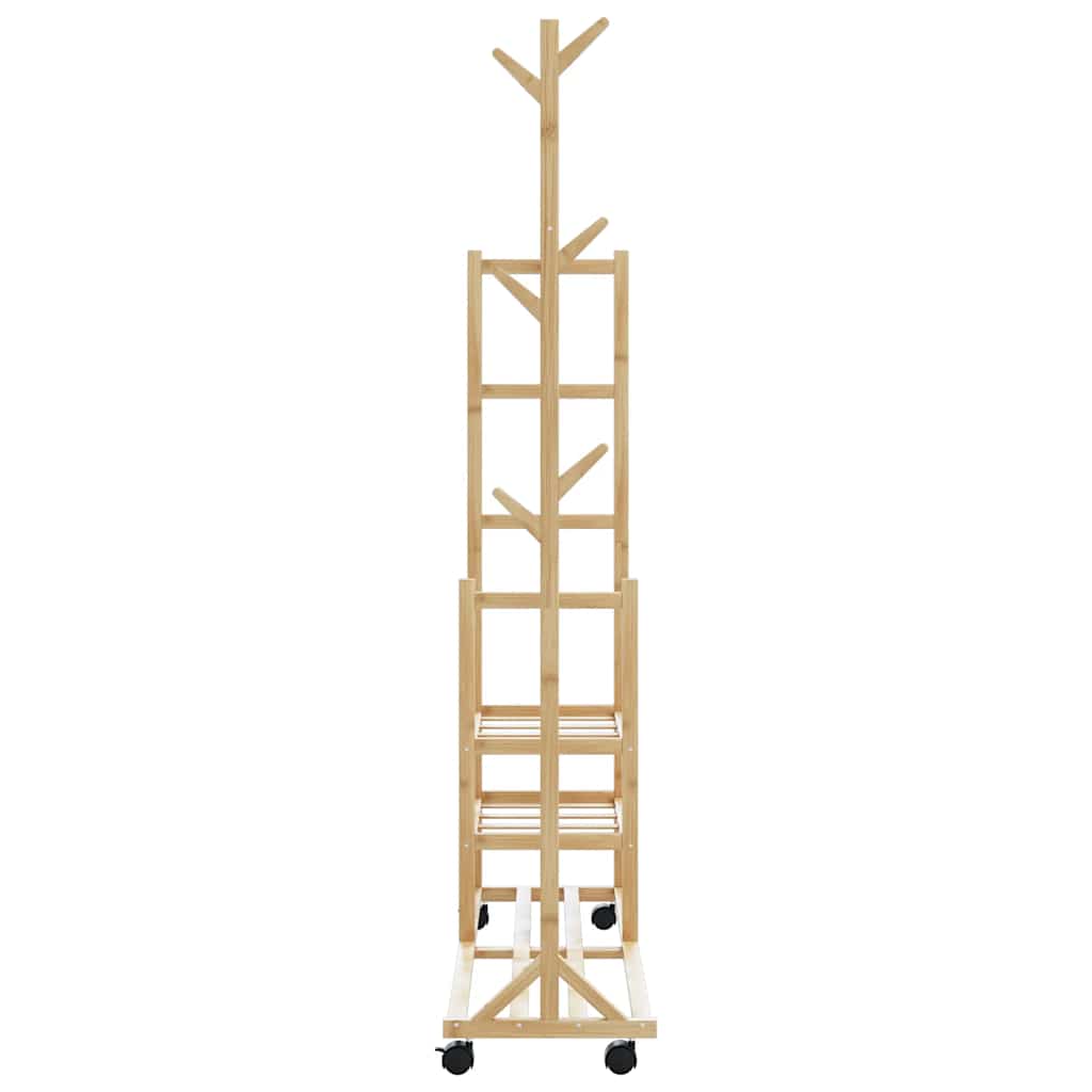 Appendiabiti con Ripiani e Ruote 100x38x175,5 cm in BambÃ¹