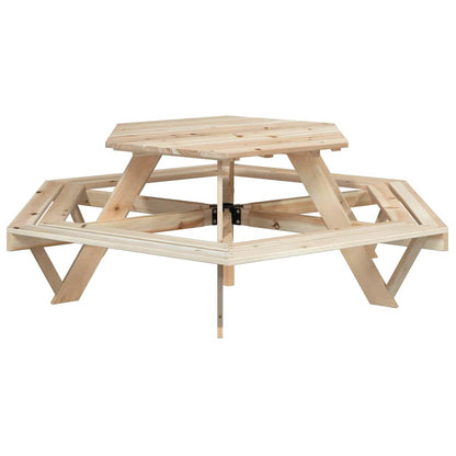 Tavolo da Picnic per 6 Bambini con Panche Esagonale Legno Abete