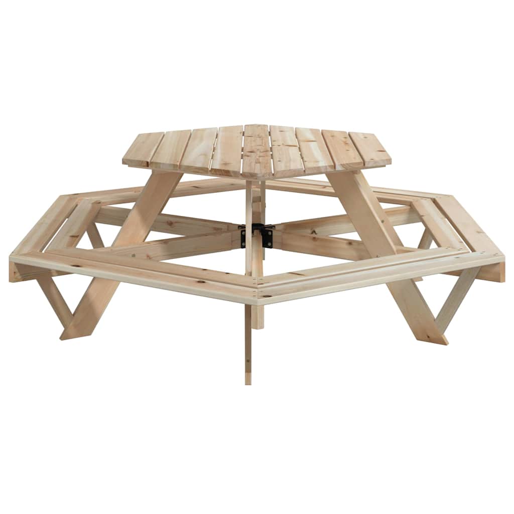 Tavolo da Picnic per 6 Bambini con Panche Esagonale Legno Abete