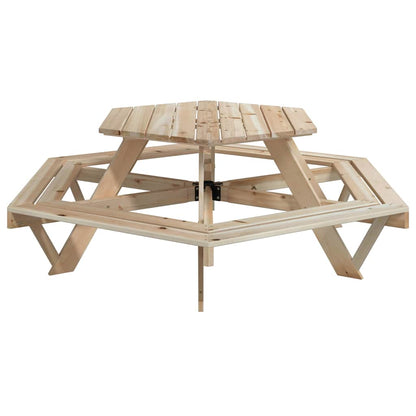 Tavolo da Picnic per 6 Bambini con Panche Esagonale Legno Abete