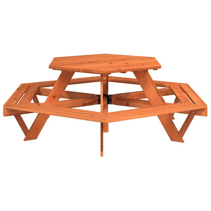 Tavolo da Picnic per 6 Bambini con Panche Esagonale Legno Abete