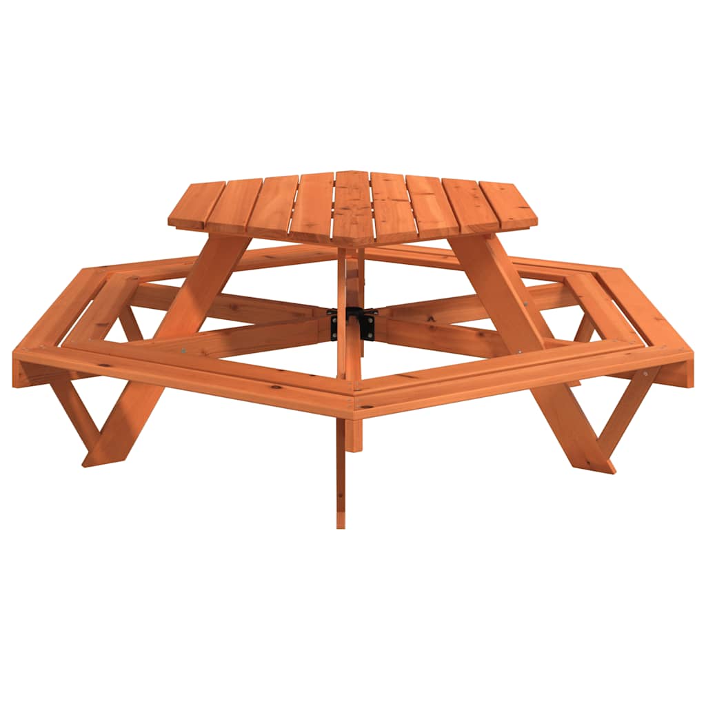Tavolo da Picnic per 6 Bambini con Panche Esagonale Legno Abete