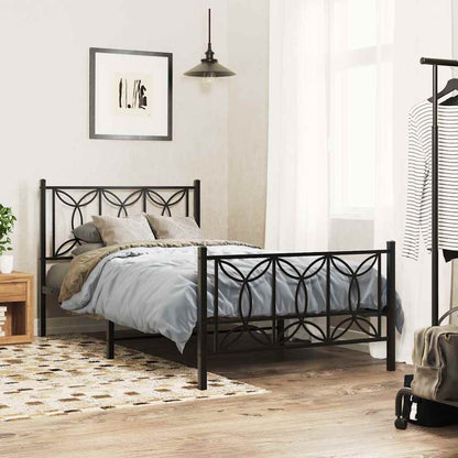 Giroletto con Testiera e Pediera Metallo Nero 100x200 cm