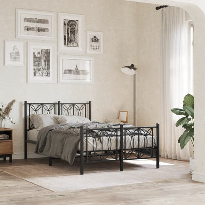 Giroletto con Testiera e Pediera Metallo Nero 120x190 cm