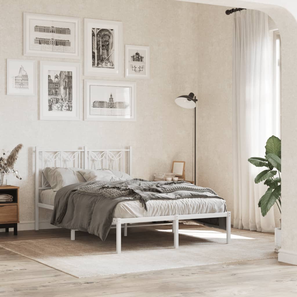 Giroletto con Testiera Metallo Bianco 120x190 cm