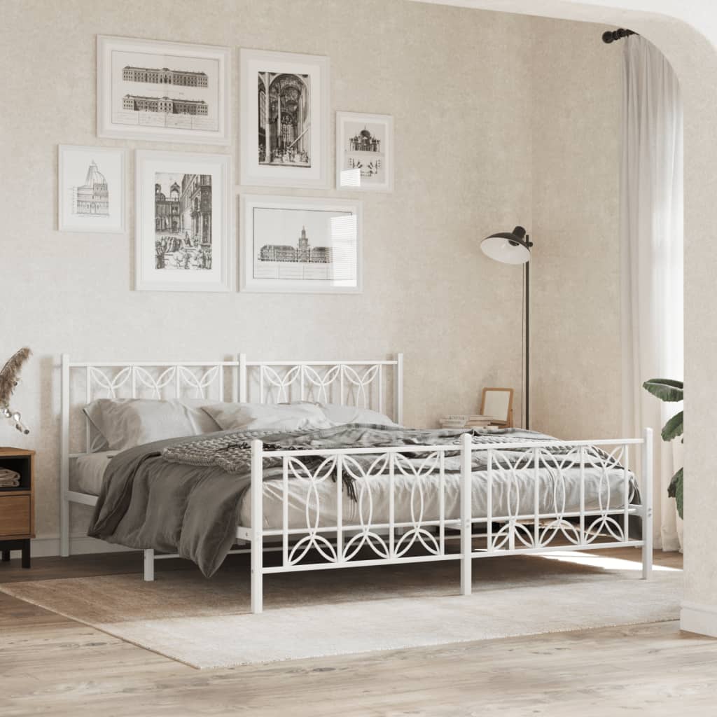 Giroletto con Testiera e Pediera Metallo Bianco 183x213 cm