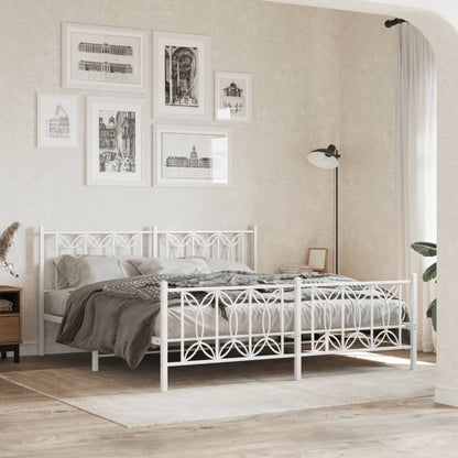 Giroletto con Testiera e Pediera Metallo Bianco 183x213 cm
