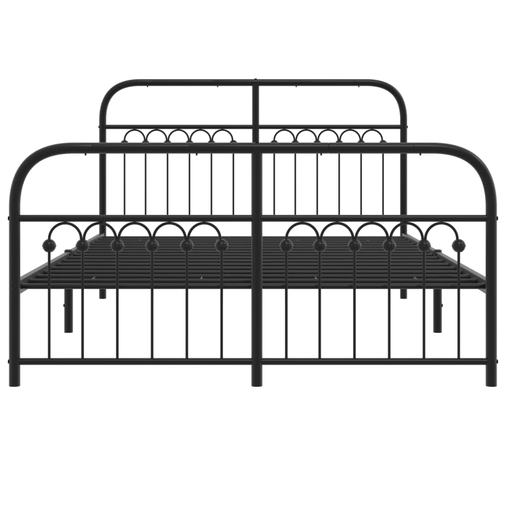Giroletto con Testiera e Pediera Metallo Nero 137x190 cm