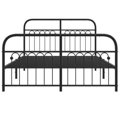 Giroletto con Testiera e Pediera Metallo Nero 137x190 cm