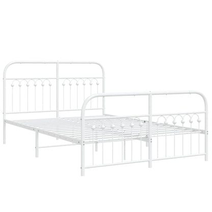 Giroletto con Testiera e Pediera Metallo Bianco 137x190 cm