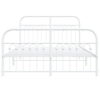 Giroletto con Testiera e Pediera Metallo Bianco 137x190 cm