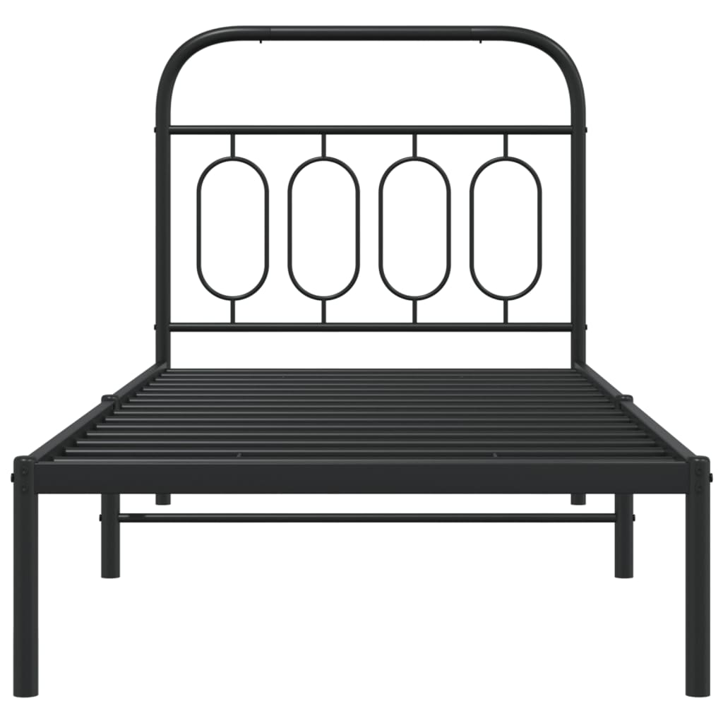 Giroletto con Testiera in Metallo Nero 80x200 cm