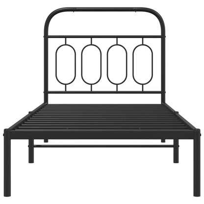 Giroletto con Testiera in Metallo Nero 80x200 cm