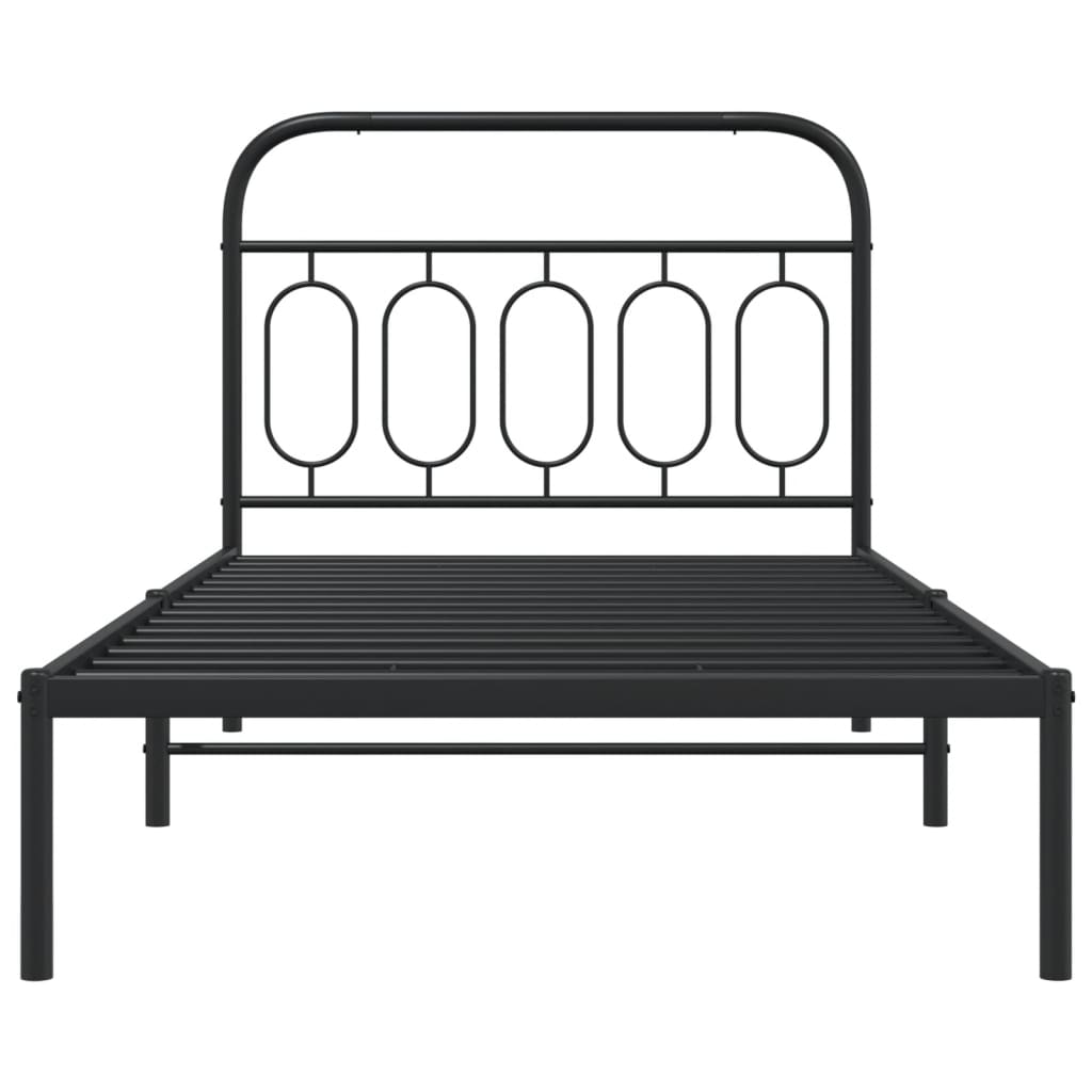 Giroletto con Testiera in Metallo Nero 100x190 cm