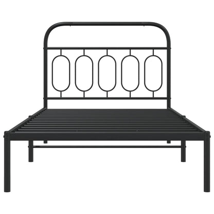 Giroletto con Testiera Metallo Nero 100x200 cm