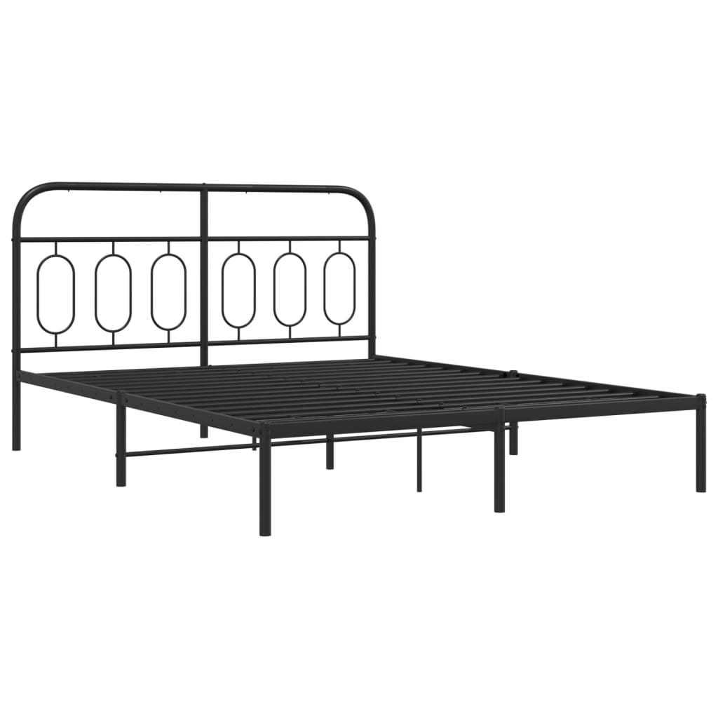 Giroletto con Testiera in Metallo Nero 150x200 cm