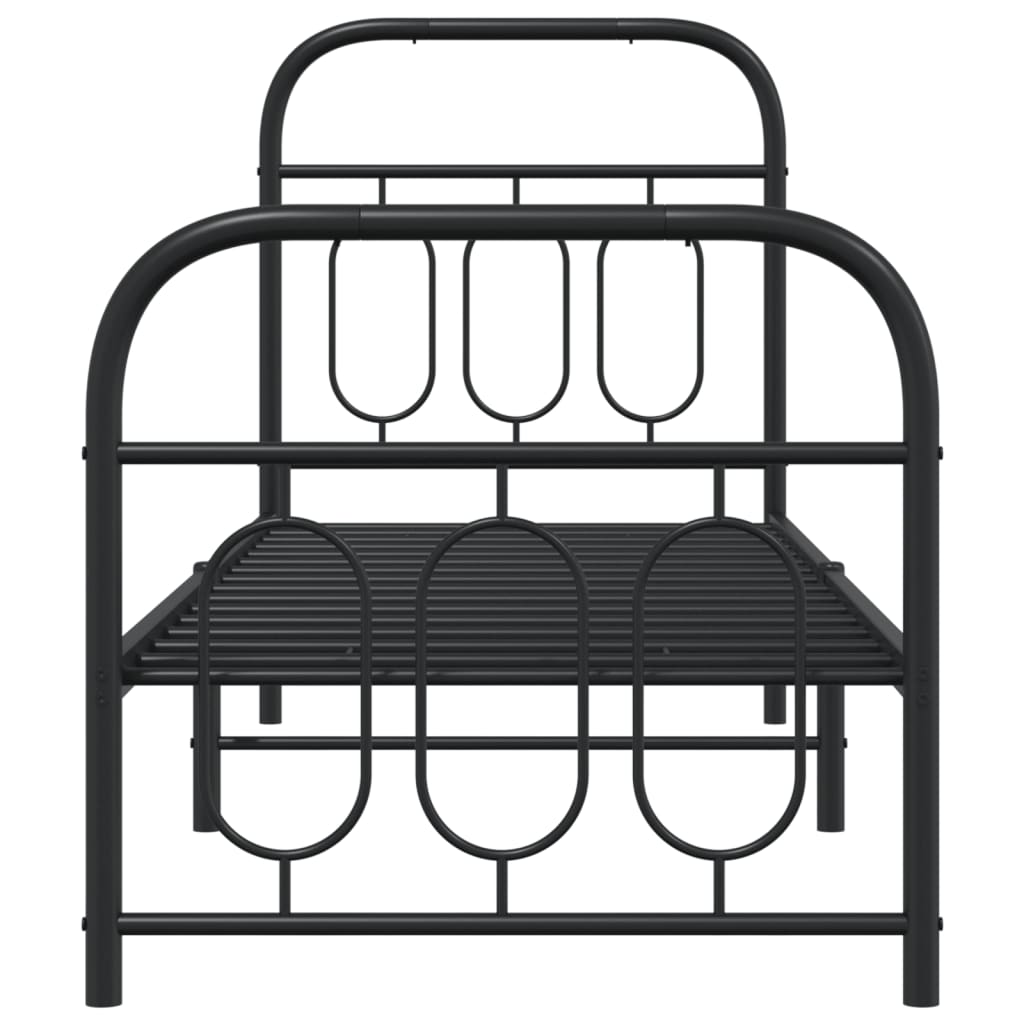 Giroletto con Testiera e Pediera Metallo Nero 75x190 cm