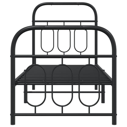 Giroletto con Testiera e Pediera Metallo Nero 75x190 cm