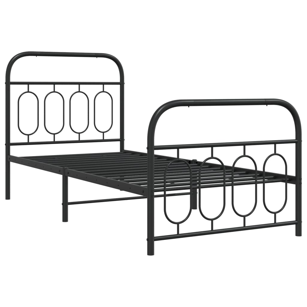 Giroletto con Testiera e Pediera Metallo Nero 80x200 cm