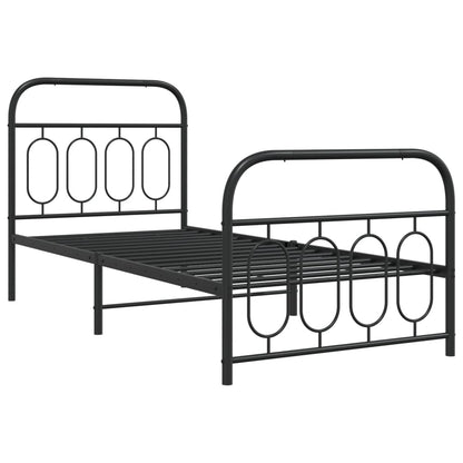 Giroletto con Testiera e Pediera Metallo Nero 80x200 cm