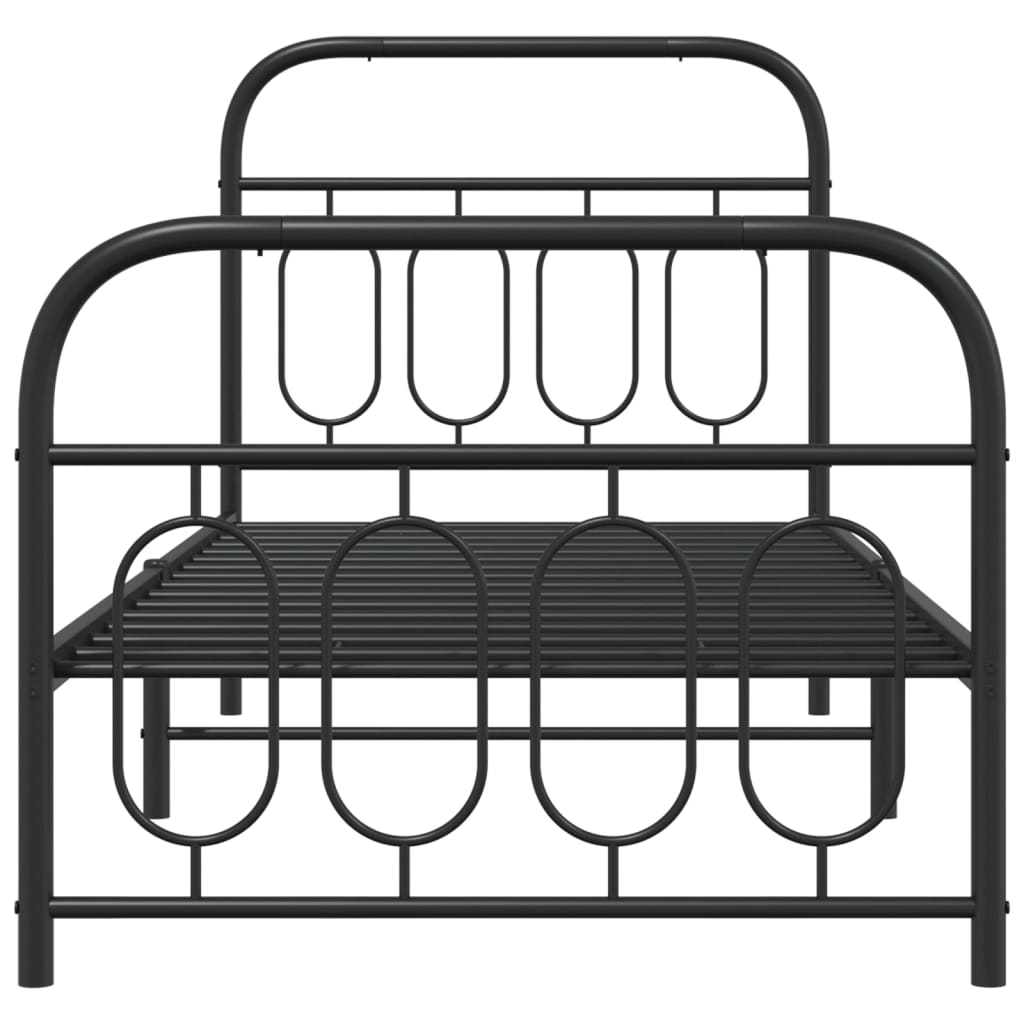 Giroletto con Testiera e Pediera Metallo Nero 80x200 cm