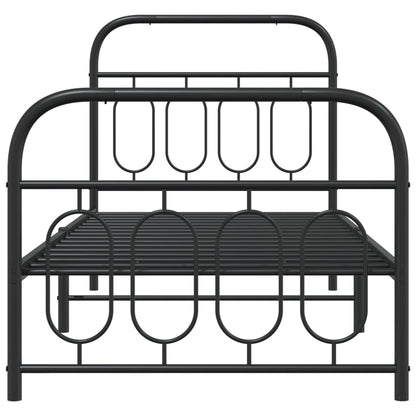 Giroletto con Testiera e Pediera Metallo Nero 80x200 cm