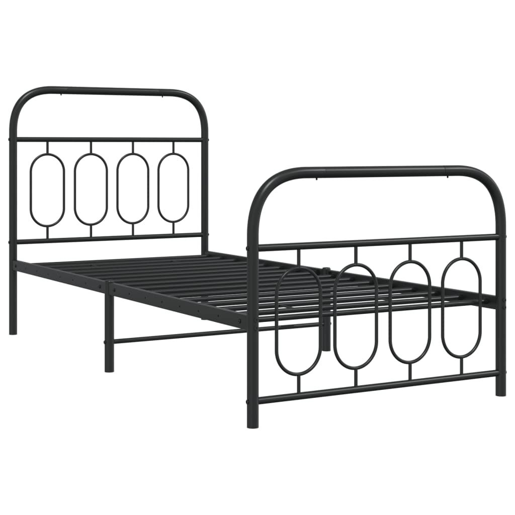 Giroletto con Testiera e Pediera Metallo Nero 90x190 cm