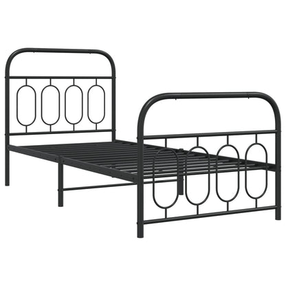 Giroletto con Testiera e Pediera Metallo Nero 90x190 cm