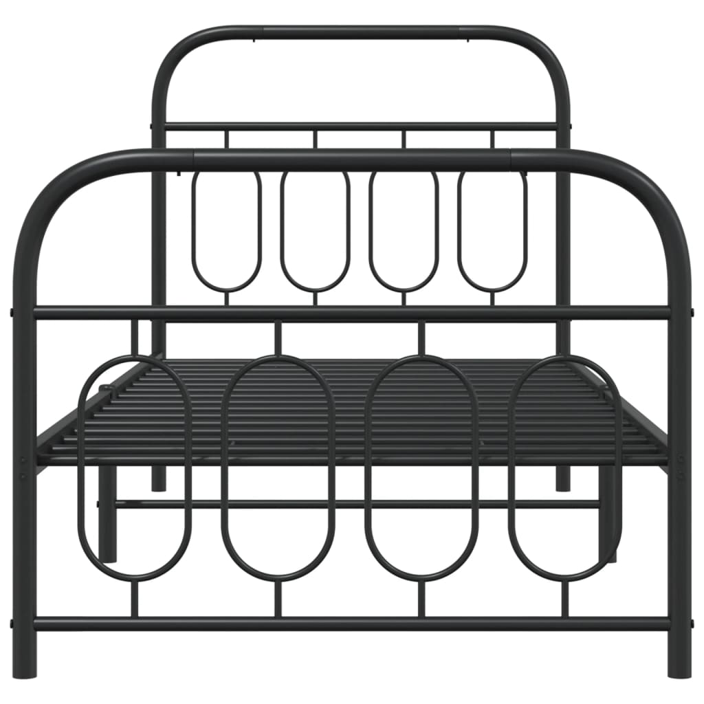 Giroletto con Testiera e Pediera Metallo Nero 90x190 cm