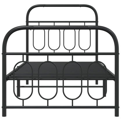 Giroletto con Testiera e Pediera Metallo Nero 90x190 cm