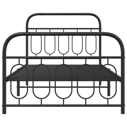 Giroletto con Testiera e Pediera Metallo Nero 100x200 cm