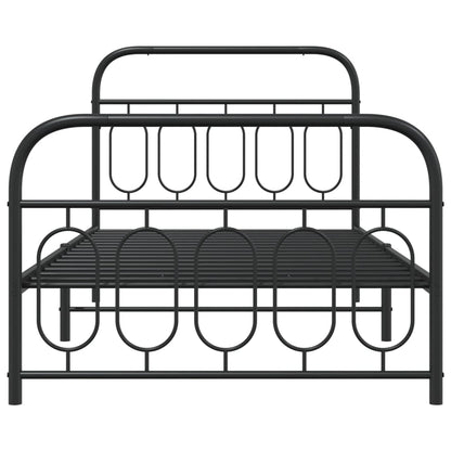Giroletto con Testiera e Pediera Metallo Nero 107x203 cm