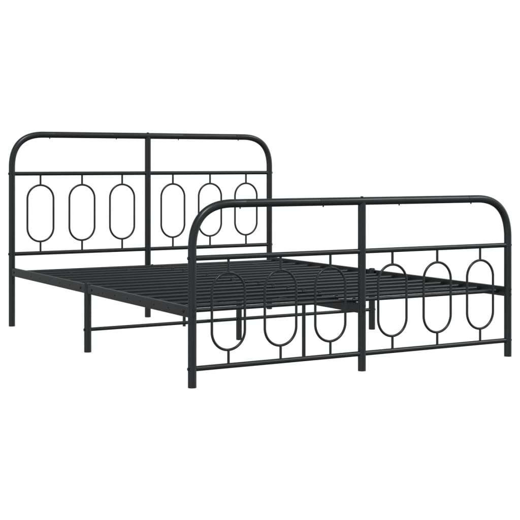 Giroletto con Testiera e Pediera Metallo Nero 140x190 cm