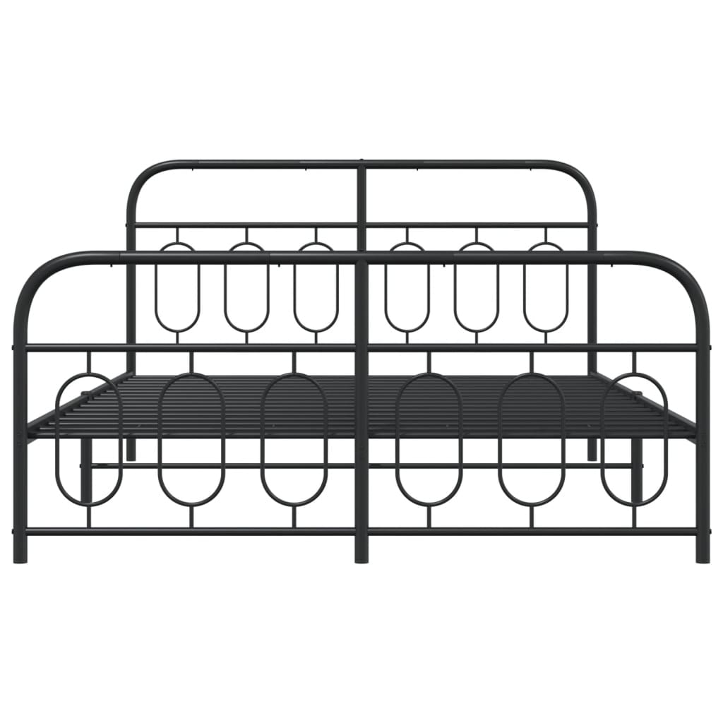 Giroletto con Testiera e Pediera Metallo Nero 140x190 cm