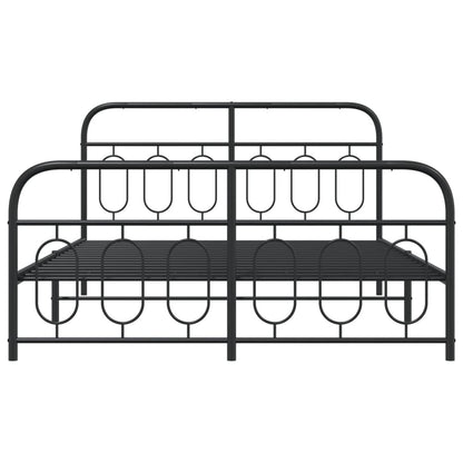 Giroletto con Testiera e Pediera Metallo Nero 140x190 cm