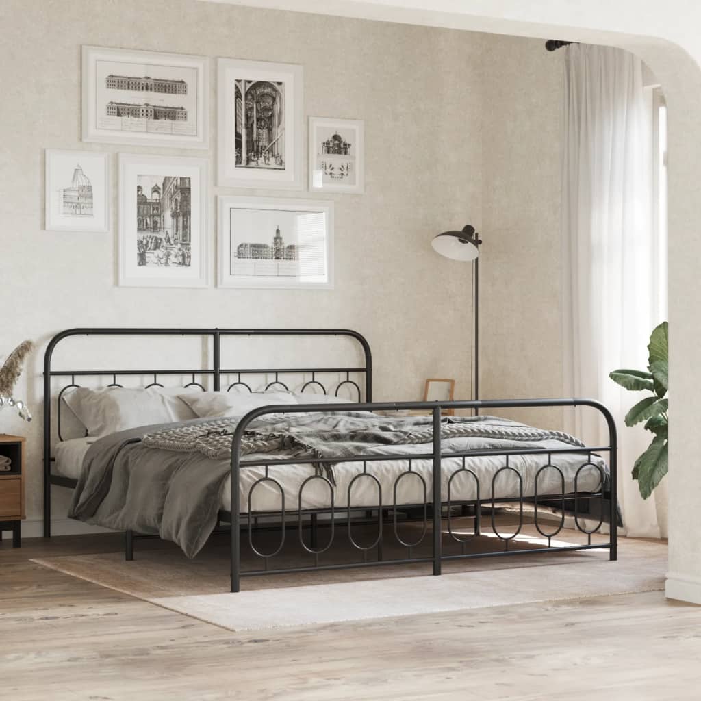 Giroletto senza Materaso con Pediera in Metallo Nero 160x200 cm