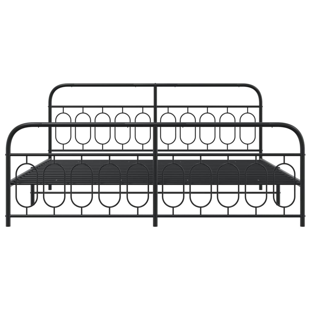 Giroletto con Testiera e Pediera Metallo Nero 200x200 cm