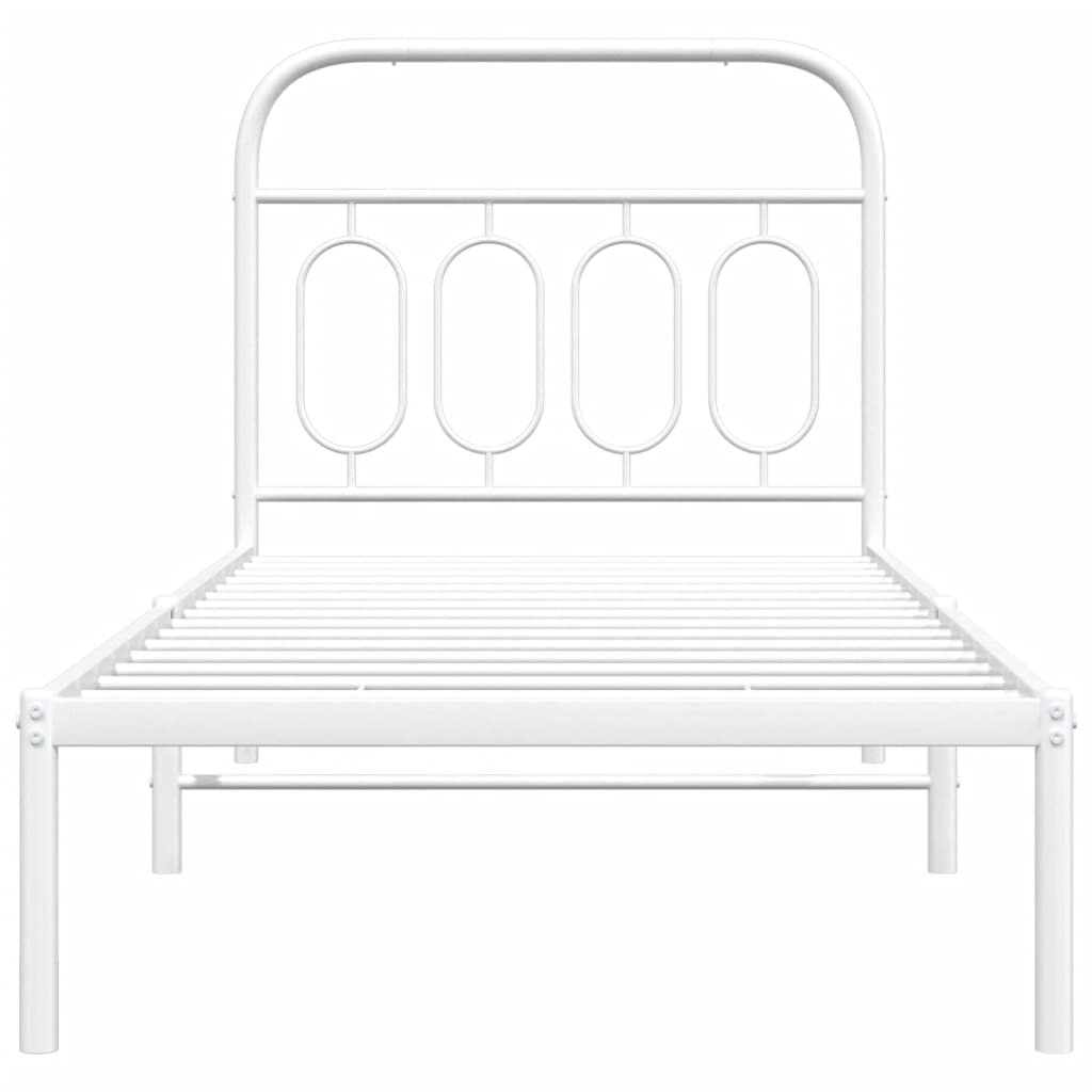 Giroletto con Testiera Metallo Bianco 90x190 cm