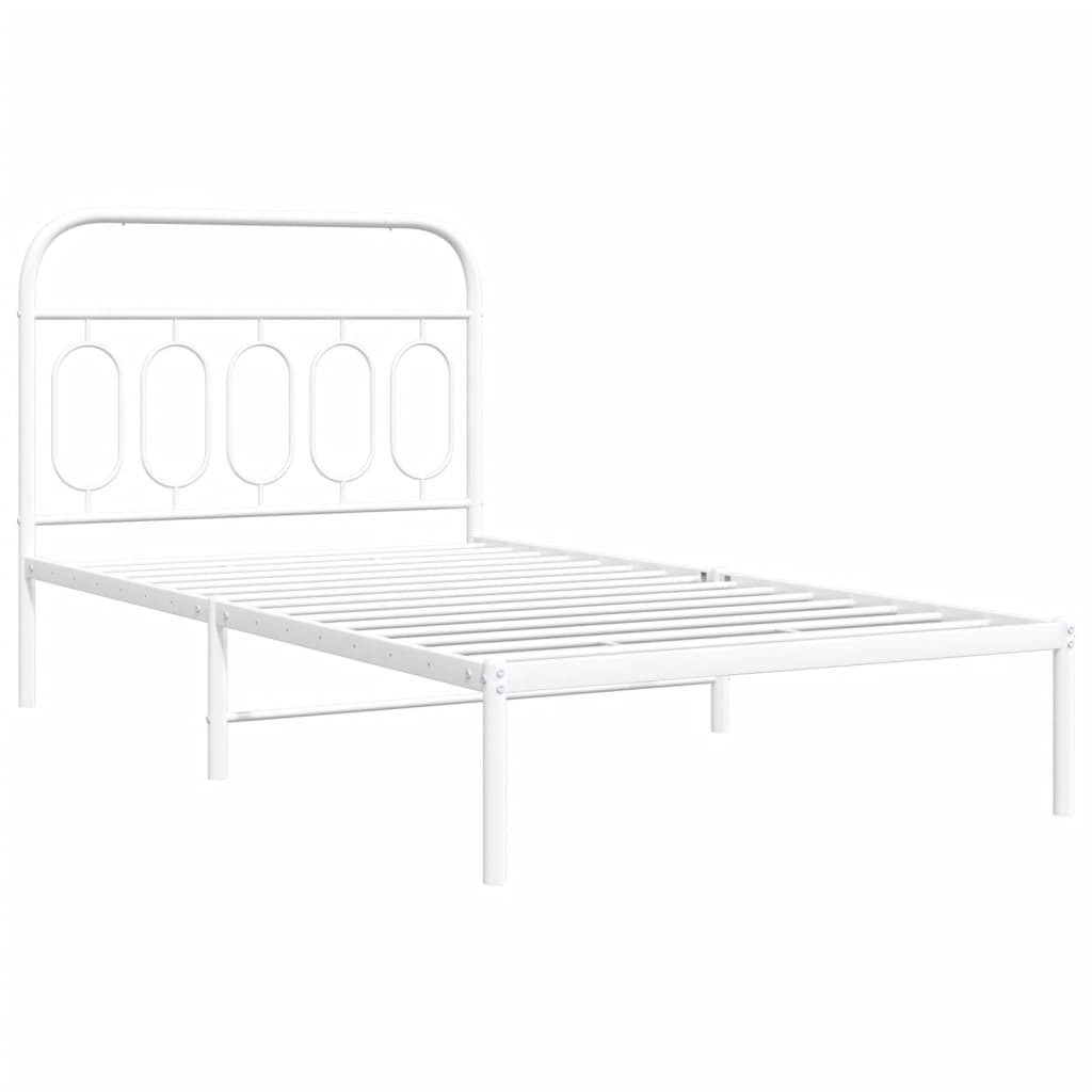 Giroletto con Testiera Metallo Bianco 100x190 cm