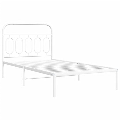Giroletto con Testiera Metallo Bianco 100x190 cm