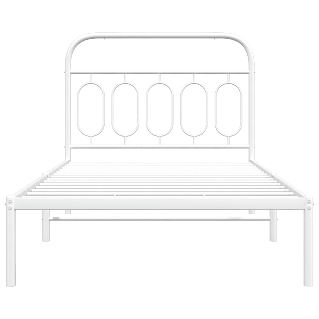 Giroletto con Testiera Metallo Bianco 100x200 cm