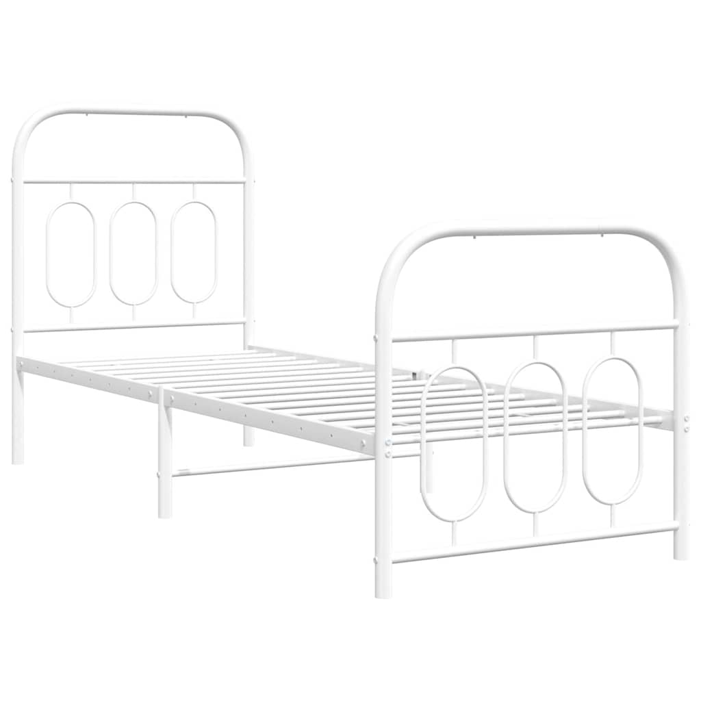 Giroletto con Testiera e Pediera Metallo Bianco 75x190 cm