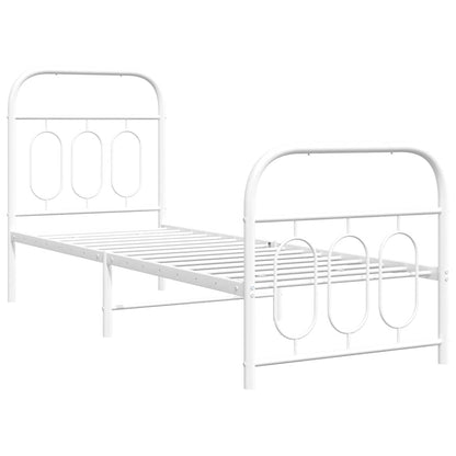 Giroletto con Testiera e Pediera Metallo Bianco 75x190 cm