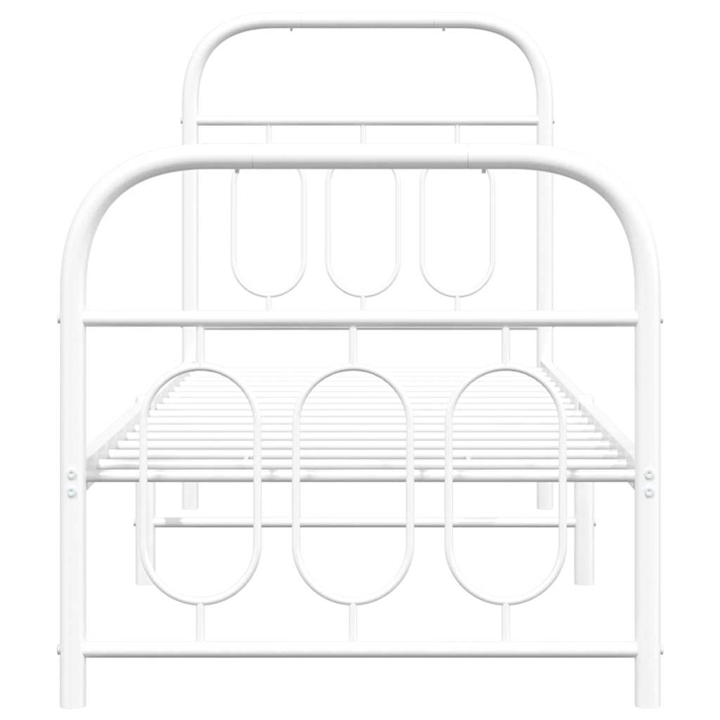 Giroletto con Testiera e Pediera Metallo Bianco 75x190 cm