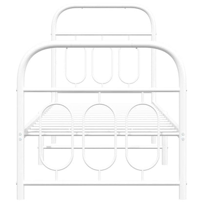Giroletto con Testiera e Pediera Metallo Bianco 75x190 cm